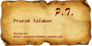 Prorok Talabor névjegykártya